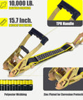 Heavy Duty Car Trailer Tie Down Straps With Reflective Kit For Car Truck And UTV Transport Four 2x10 Foot Ratchet Straps