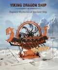 Viking Dragon Ship 3D Puzzle Model Kit For Adults 18 Inch DIY Wooden Puzzle With Laser Cut Basswood Smooth Burr Free Pieces Quick Assembly In About 3 Hours Epic Gift For History Buffs And DIY Fans, 18.1in display