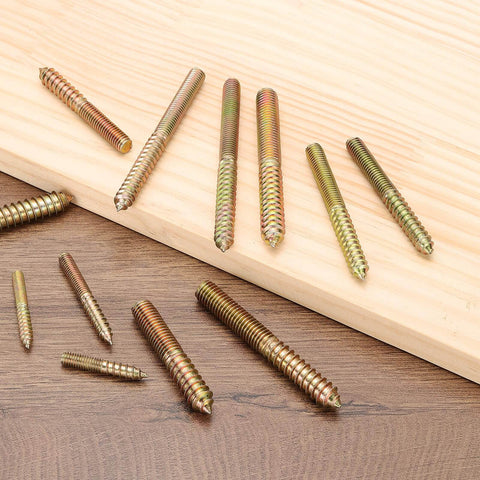M8 Hanger Bolts Set For Wood, 3 Inch Length, Double Ended Self Tapping Bolts, 8mm Screw Wood Dowels, Galvanized Carbon Steel