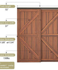 Heavy Duty Double Bypass Sliding Closet Door Track Kit Hardware with 72 Inch Aluminum Alloy Track Rail for Two Door System
