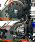 Comparison of original and upgraded Premium Aluminum 48P Spur Gear Upgrade Kit for 1/10 Traxxas Slash 2WD RC Cars