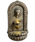 Wall Mounted Outdoor Fountain With 3 Tier Cascade, Adjustable Flow And LED Lights, Bronze Resin Garden Fountain For Patio Or Backyard