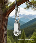 Heavy Duty Stainless Steel Snatch Pulley Block With 360 Degree Swivel Wheel Carabiner for off-road lifting scenes