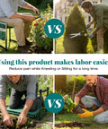 Heavy Duty Garden Kneeler And Seat With Dual Tool Bags, Extra Wide 11.02 Inch Foldable Stool For Knee And Back Support, shown in use by gardeners.