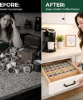 Before and after using Neat K Cup Pod Organizer For Countertop Or Drawer Holds 35 Coffee Pods Perfect For Office And Kitchen