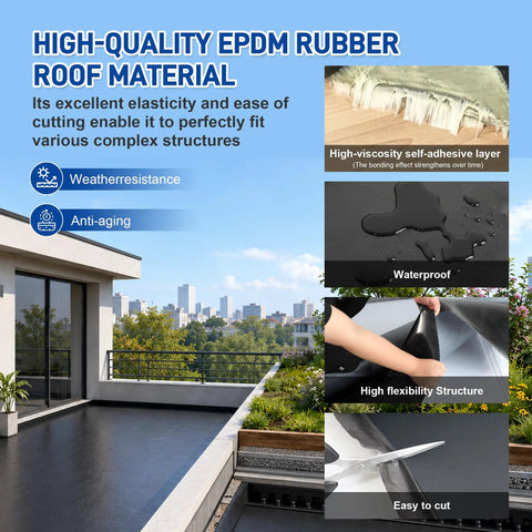 High-quality EPDM rubber roof material with weather resistance, cut easily, and high flexibility for roofing applications.