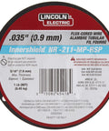 MIG Flux Core Welding Wire.035 NR-211 MP Innershield for mild steel, 1 lb spool, detailed label view
