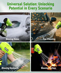 Powerful Cordless Leaf Blower with 580000 RPM motor used for blowing snow, cleaning car, blowing keyboard, and carbon.