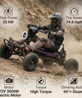 Rugged 72V Adult Electric Off Road Go Kart With Mid Motor Power on dirt trail with peak power icons