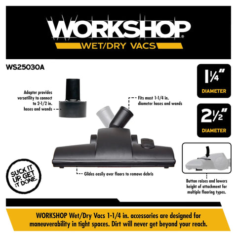 All-Purpose Wet Dry Vacuum Floor Nozzle Attachment For Carpet And Hard Floors with adjustable adapter and compatibility details