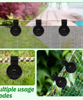 Image showcasing 50 Pack Tough As Nails Netting Clips With Grommet Holes, reusable clips securing various garden nets.