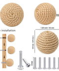 Chill Cozy Boho Rustic Jute Rope Cabinet Knobs Set For Dresser Drawers Nautical Style Wood Knob Pulls Installation Guide