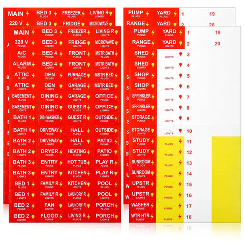 4 Sheets Electrical Panel Labels For Breaker Boxes And Panels, Circuit Breaker Sticker Set For Home And Office