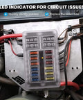 12V Marine Fuse Block With Waterproof Housing And LED Indicator, Includes 30 Fuses From 5A To 25A, Easy Diagnostics for Boat RV