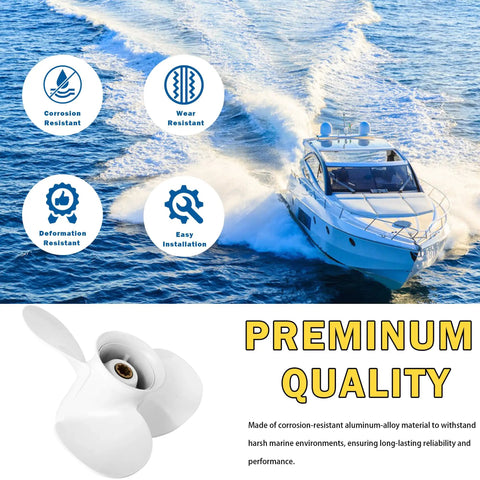 9.25 X 11 Aluminum Boat Propeller For Yamaha Outboard Motors 40 60 HP OEM 8 Spline 3 Blade Right Hand Rotation White Finish Built Tough For Rough Water And Long Lasting Performance