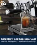 Close-up of La Specialista Maestro Espresso Machine With Grinder And Auto And Manual Milk Frother Barista Grade, showcasing Cold Extraction Technology.