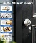 Beefy Heavy Duty Single Cylinder Deadbolt Lock With Inside Thumb Turn, Easy Install Security Door Lock For Front Entry And Garage, Brushed Nickel