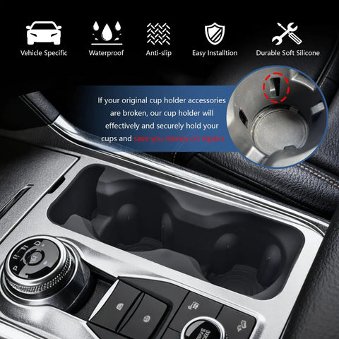 Ford Explorer Cup Holder Inserts Non Slip Silicone Center Console Protector Organizer To Prevent Spills And Scratches No Mess For 2020 2021 2022 2023 2024 Interior Accessories.