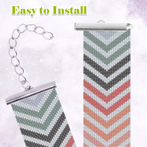 All Size Slider Clasp Jewelry Making Kit With Beading Tube Ends, Open Jump Rings, Lobster Clasps, Chain Extenders And More Findings In Silver, 6 Sizes For Necklaces And Bracelets, Perfect For Beadin, showing colorful beading design with silver chain extender