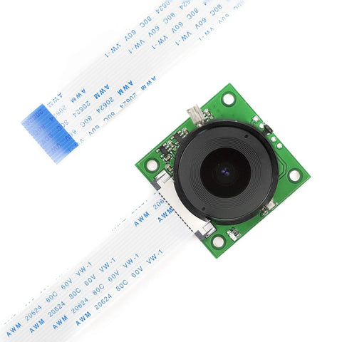 Raspberry Pi Camera Module With Interchangeable CS Mount Lens for Pi 5 4 3 3B Plus 5MP OV5647 1080P; lens closeup.