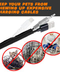 Image of Braided Split Sleeve Cable Management for Cars and Home, showing cables organized and protected from pets.