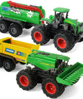Four Piece Die Cast Farm Toy Set With Tractor And Trailers Including Combine Harvester, Monster Spreader Trucks And Trailer