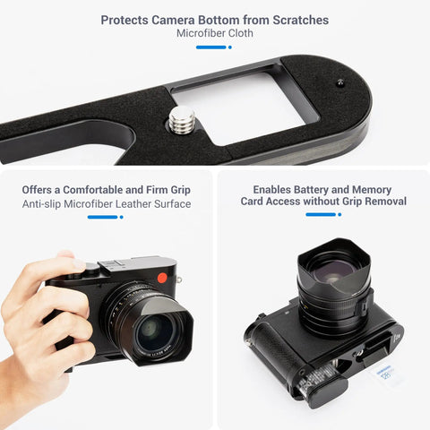 Heavy Duty Metal Hand Grip For Leica Q3 Handgrip Secure Handle Bracket With Grippy Anti Slip Pads Arca Swiss Quick Release Plate