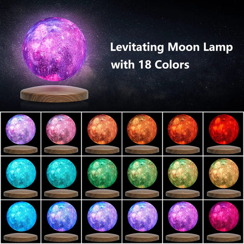 Floating Moon Lamp With 18 Colors, 5.9 Inch Magnetic Levitation Night Light That Spins In Air, Remote Included, different color modes
