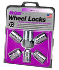 Chrome Cone Seat Wheel Locks One Half Inch Twenty Thread Size Set Of Five For Cars Trucks And SUVs Packaging