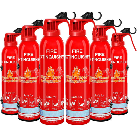 Six Pack Fire Extinguishers For Home Car Boat Kitchen Office Garage And Marine ABC K Fire Types Portable Durable Units