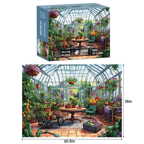 Chill 500 Piece Jigsaw Puzzle For Adults With A Colorful Greenhouse Garden Scene And Vibrant Plants, Ideal Home Wall Decor And Gift For Adults, Teens, And Seniors Finished Size 20.5 X 15 Inches