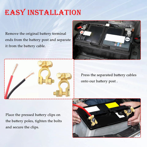 Heavy Duty Brass Battery Terminals Positive And Negative Hella Durable Universal Fit For Truck Boat Car Handles 300 Amps installation process