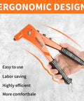 Heavy Duty Professional Rivet Gun Kit With 200 Aluminum Pop Rivets And 4 Drill Bits, ergonomic design with orange handle.