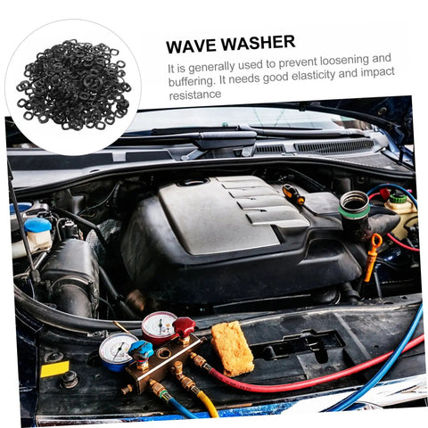 Wave Washer Set 500 Pieces Spring Steel Assortment For Tight Load Applications Compression Lock Washers To Prevent Loosening And Cut Friction In Auto Plumbing Machinery And Mechanical Assemblies, black wave washers for engine use