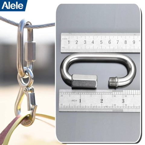 Alele 10Mm Stainless Steel 3 By 8 Inch Quick Links 4 Pack Heavy Duty D Shape Locking Chain Connectors for carabiners and outdoor gear