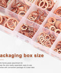 200 Pcs Copper Oil Drain Plug Gasket Set With M5 M6 M8 M10 M12 M14 Crush Washers in clear nine-compartment box