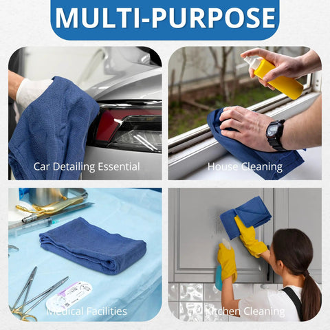 Blue Huck Towels Pack Of 12 Cleaning Rags 100 Percent Cotton Ultra Absorbent Lint Free Towels For Kitchen Bar Home Windows Glass Auto Shop Industrial Use in various cleaning scenarios