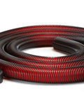 Crush-Resistant 1.5 Inch Vacuum Hose, 12 Ft Long - Premium Wet Dry Replacement, shown coiled with multiple inlet adapters.