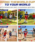 Two Pack Easy Fold Pop Up Kids Soccer Goals in use at backyard, park, indoor, and beach settings with kids playing