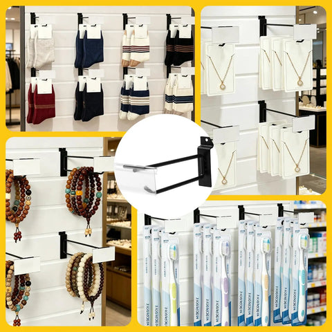 24 Pack Slatwall Hooks With Built In Price Tag Holder, heavy duty metal slatwall accessories displaying products in retail