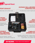 Compact Quarter Inch Collet Air Die Grinder Kit With Squared Off Right Angle Frame And Punchy 21000 Rpm Torque Setup shown in storage case with accessories.
