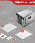 Pro Food Dehydrator With 600W Rear Fan For Even Drying 7 Stainless Steel Trays Temperature Control From 95 To 176 F contents