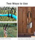 6 Pack Adjustable Chain Link Fence Hooks For Hanging Rakes Pool Poles Nets Brushes Skimmers Vacuum Hoses And More On Your Fence Black Installed In Use