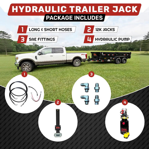 Heavy Duty 12,000 Lb Hydraulic Trailer Jack With Power Unit Kit Bolt On Double Acting Lift For Trailer Towing And Maintenance