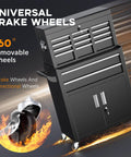 Rollin Tool Chest With Wheels And Eight Drawers, Detachable Top Box And Bottom Cabinet With Locking Mechanism, Heavy Duty Steel Toolbox For Garage, Workshop, And Warehouse, Black Liner Included, High Capacity with 360° removable brake wheels