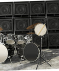 Heavy Duty Folding Snare Drum Stand With Smooth Height Adjustments For 12 Inch Practice Pads Grab And Go Black Tripod Rack with drums.