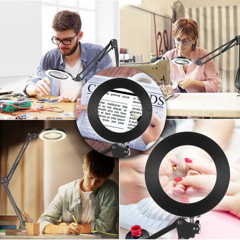 5X Magnifying Glass With Light For Crafts And Hobbies, 3 Color Modes, Stepless Dimmer used in various detailed tasks