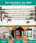 Holds Up To Six Fishing Rods And Reels In A Sturdy Wall Mount Rod Holder For Garage Organization, Vertical And Horizontal Rack