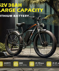 Dual Motor Fat Tire Electric Bike For Adults, 6000W Peak Power, large fat tires, 52V 36Ah 1872Wh removable battery, urban setting