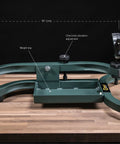 Lead Sled Solo Adjustable Recoil Reducing Rifle Shooting Rest For Range Outdoors And Stability With Height Adjustable Front Support Lever Action Compatible And 25 Pound Weight Tray Heavy Duty Steel Frame on wooden table.